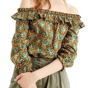 J. crew Ratti elephant print yellow shirt 8